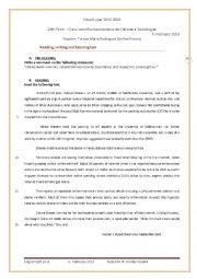 English Worksheet: English test  - 10th form