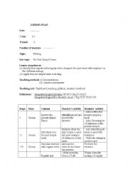 English Worksheet: Writinglesson plan