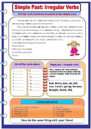 English Worksheet: Simple Past: Irregular Verbs 