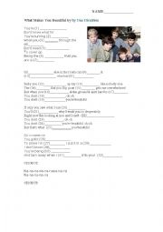 English Worksheet: What Makes You Beautiful - One Direction
