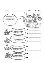 English Worksheet: toys (wheres my...?- its here/it isnt here