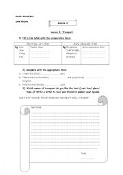 English Worksheet: means of transport