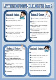 English Worksheet: At the doctor�s - dialogues 1 and 2