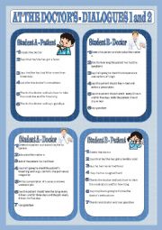 English Worksheet: At the doctors - dialogues 1 and 2