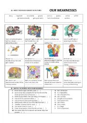 English Worksheet: personal qualities - our weaknesses 2 