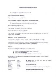 English Worksheet: Countable and Uncountable Nouns