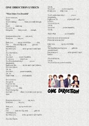 English Worksheet: One Direction Lyrics