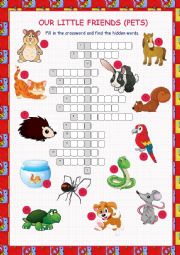 English Worksheet: Pets Crossword Puzzle