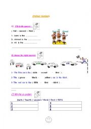 English Worksheet: ordinal numbers