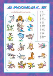 English Worksheet: Animals Matching