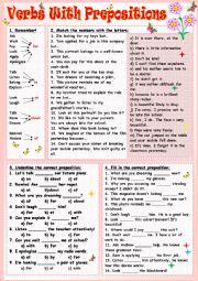 English Worksheet: Verbs With Prepositions