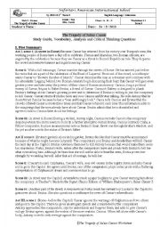 English Worksheet: Julius Caesar complete study guide (questions-vocab-background-drama elements-analysis)