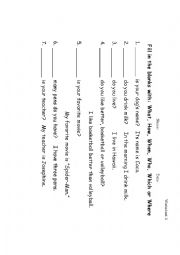 English Worksheet: find a classmate