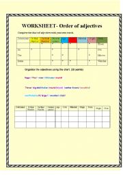 English Worksheet: Order of adjectives