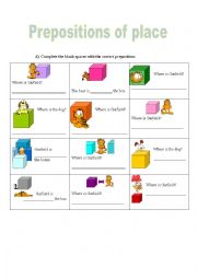 English Worksheet: Prepositions of place