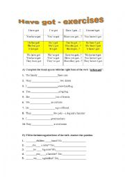 English Worksheet: Have Got - exercises