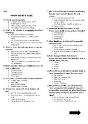 English Worksheet: Food Safety Quiz