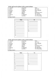 English Worksheet: Make and DO