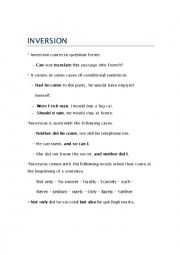 English Worksheet: Inversion