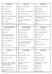 English Worksheet: biography QUIZ part 2 (cards)