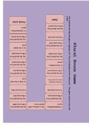 English Worksheet: Plural Nouns Game
