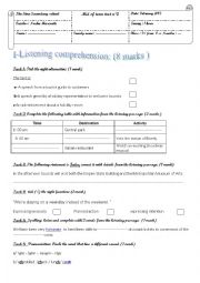 English Worksheet: mid of term test n2 3rd form