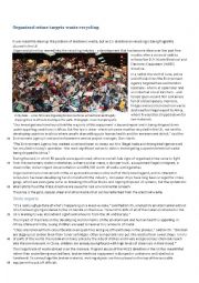 English Worksheet: Organised Crime Targets Waste Recycling