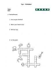 English Worksheet: Toys Worksheet