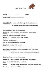English Worksheet: Gruffalo Play (easy version)
