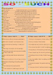 English Worksheet: So - Such (part 1)