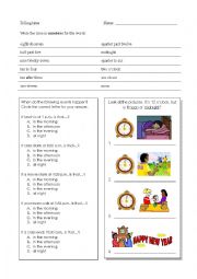 Telling Time Review (words to numbers, noon/midnight, in the morning/afternoon, at night)