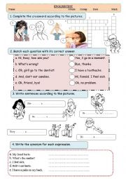 English Worksheet: english test for ilness