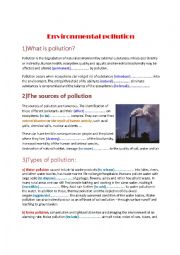 English Worksheet: Pollution