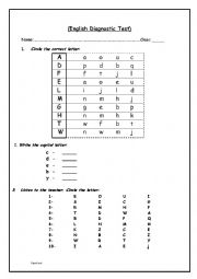 English Worksheet: (English Diagnostic Test) letters ABC