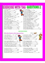 English Worksheet: EXERCISE WITH TAG QUESTIONS 2