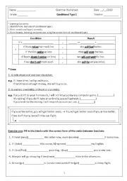 English Worksheet: Conditional type 1