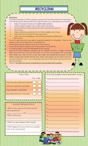 English Worksheet: Recycle