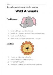 Wild Animals (Adjectives)