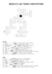 English Worksheet: IRREGULAR VERBS CROSSWORD REVISION