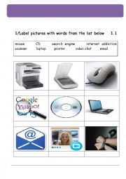 English Worksheet: internet and computers