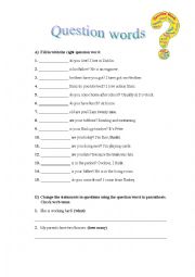 English Worksheet: Question words