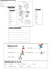 English Worksheet: animals and present continuous