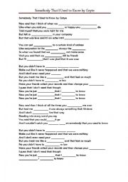English Worksheet: Somebody That I Used to Know