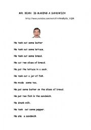 English Worksheet: Mr Bean making a sandwich