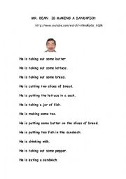 English Worksheet: Mr Bean making a sandwich
