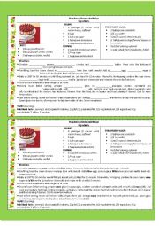 English Worksheet: STRAWBERRY CHEESECAKE RECIPE