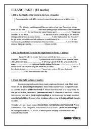 English Worksheet: midterm test 3 9th form