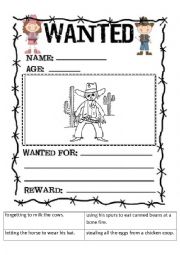 English Worksheet: Wanted poster