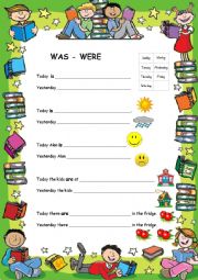 English Worksheet: WAS - WERE