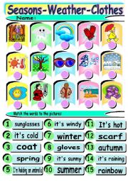 English Worksheet: seasons-weather- clothes